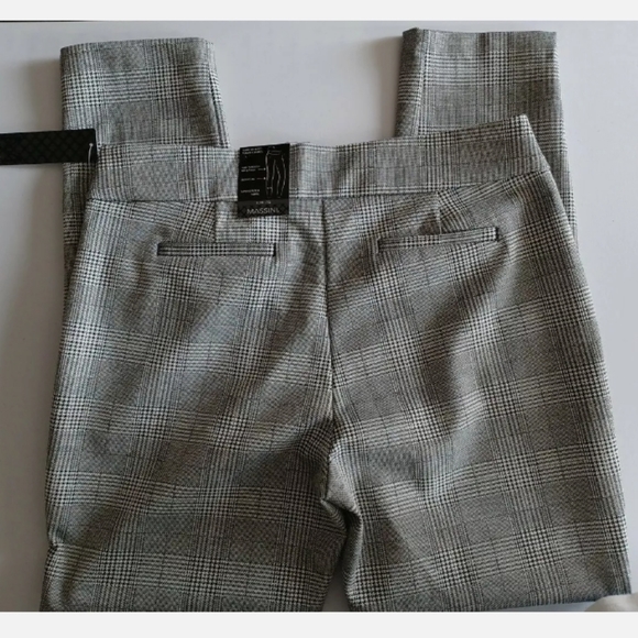 Massini Plaid Pants Black & White Curvy Stretchy Elastic Waist - Picture 5 of 8
